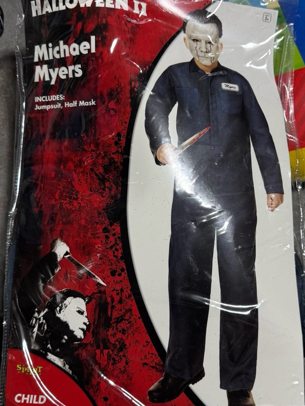 Michael Myers Child Jumpsuit Halloween Costume - Black size 12/14